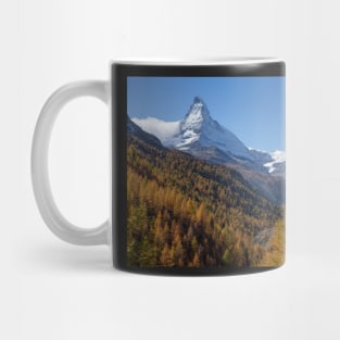 Matterhorn, autumn, trees, forest, Zermatt, Valais, Switzerland Mug